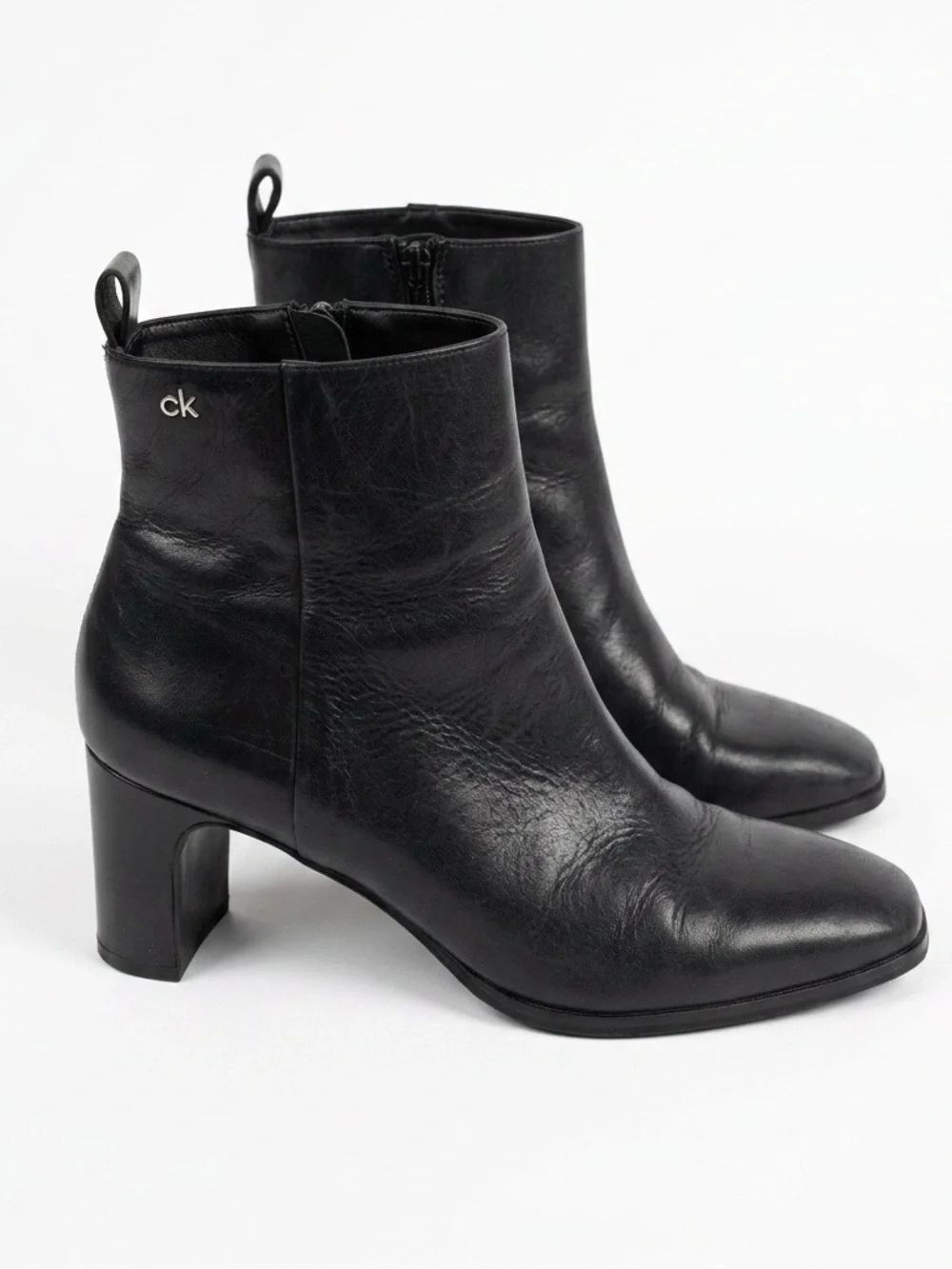 Calvin Klein Black Leather Ankle Boots